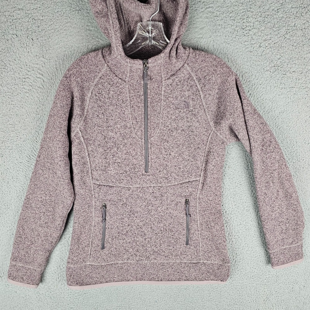 The North Face Hoodie Womens Small Heather Fuzzy Fleece Long Sleeve Half Zip